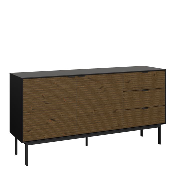 The 'Lane' Collection. Sideboard 2 Doors 3 Drawers in Granulated Black Brushed Espresso