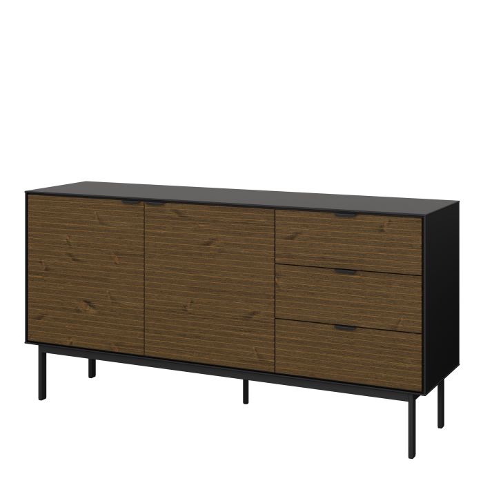 The 'Lane' Collection. Sideboard 2 Doors 3 Drawers in Granulated Black Brushed Espresso