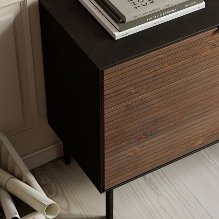 The 'Lane' Collection. Sideboard 2 Doors 3 Drawers in Granulated Black Brushed Espresso