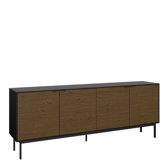 The 'Lane' Collection. Sideboard 4 Doors in Granulated Black Brushed Espresso
