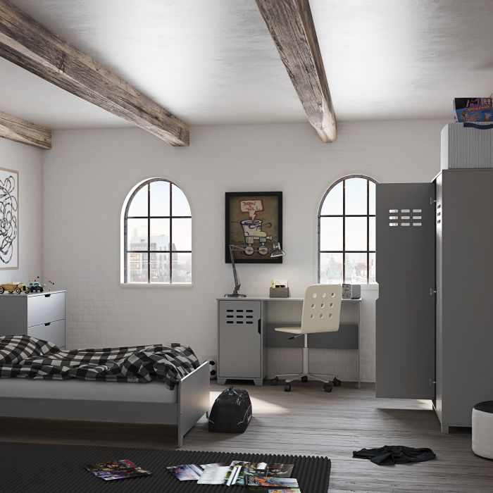 Escritorio de 1 puerta en gris Folkestone