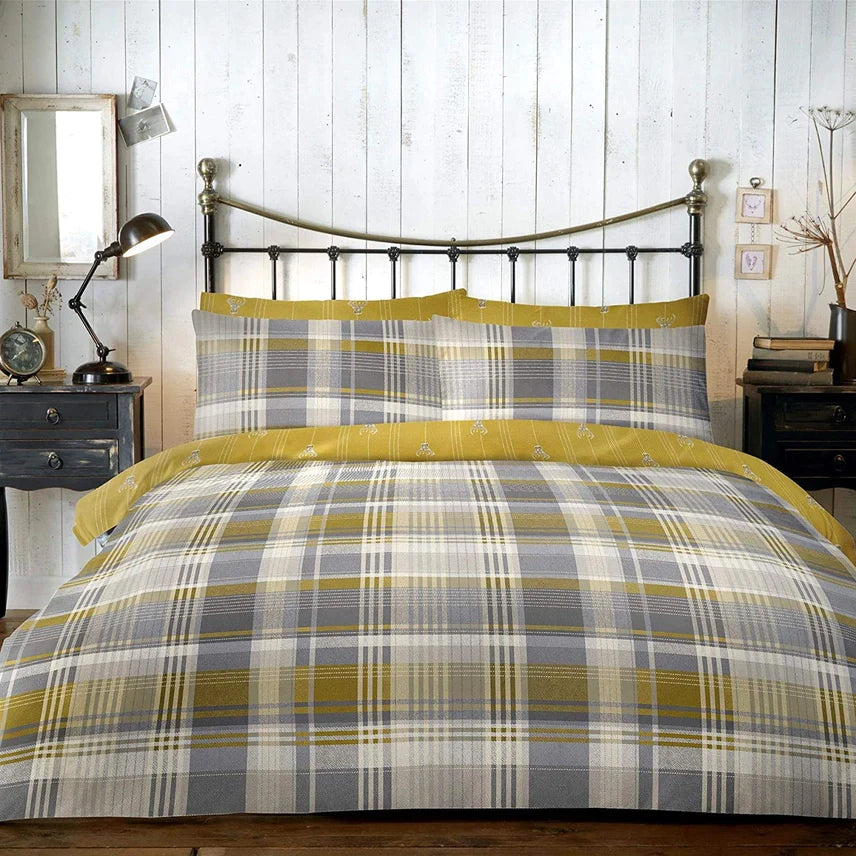 The 'Kentish' in Mustard 100% Brushed Cotton Duvet Cover Set