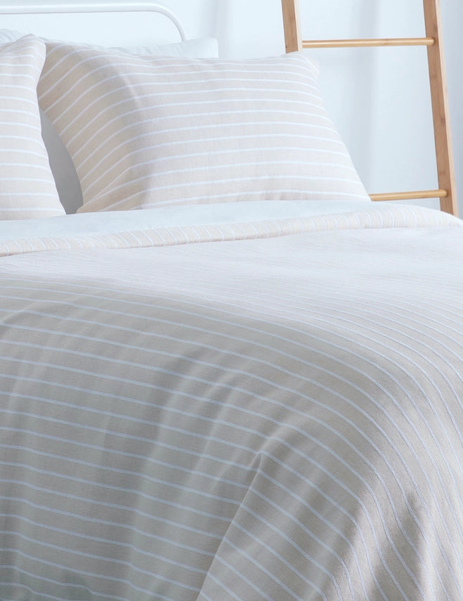 Blue Stripe Cotton Jacquard Duvet Cover Set