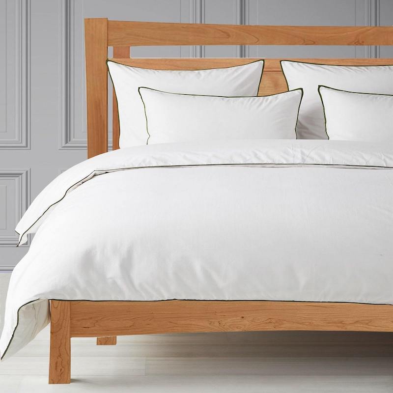 Piped Dreams - Olive Piping 400TC Percale Duvet Cover