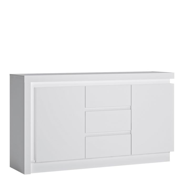 2 Door 3 Drawer Sideboard (including LED lighting) in White and High Gloss