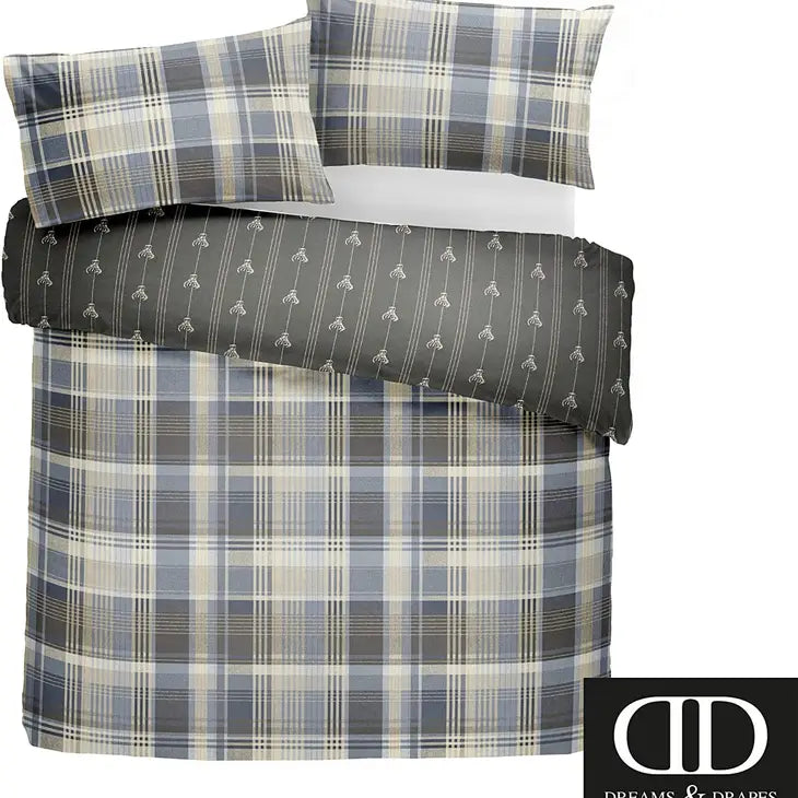 The 'Kentish' in Grey 100% Brushed Cotton Duvet Cover Set