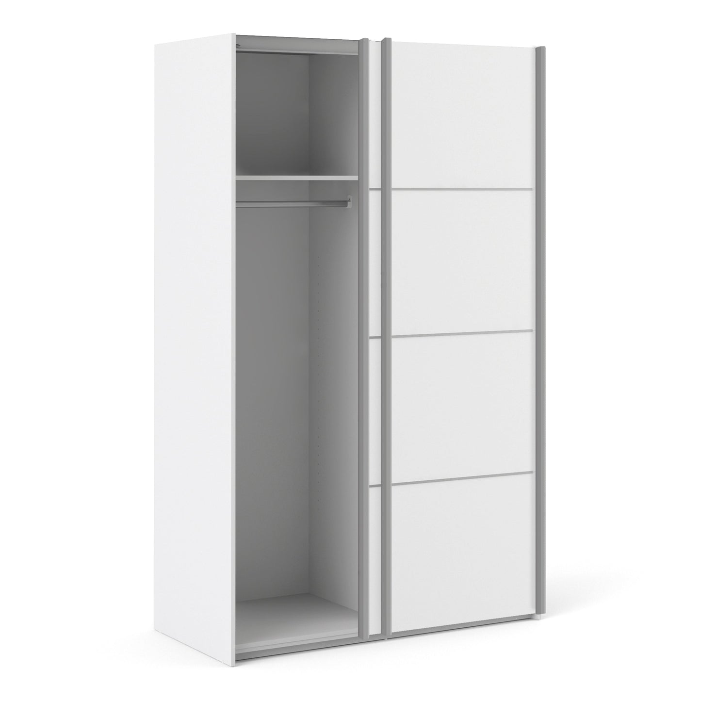 The 'Patsy' Collection. Sliding Wardrobe 120cm in White with White Doors with 2 Shelves