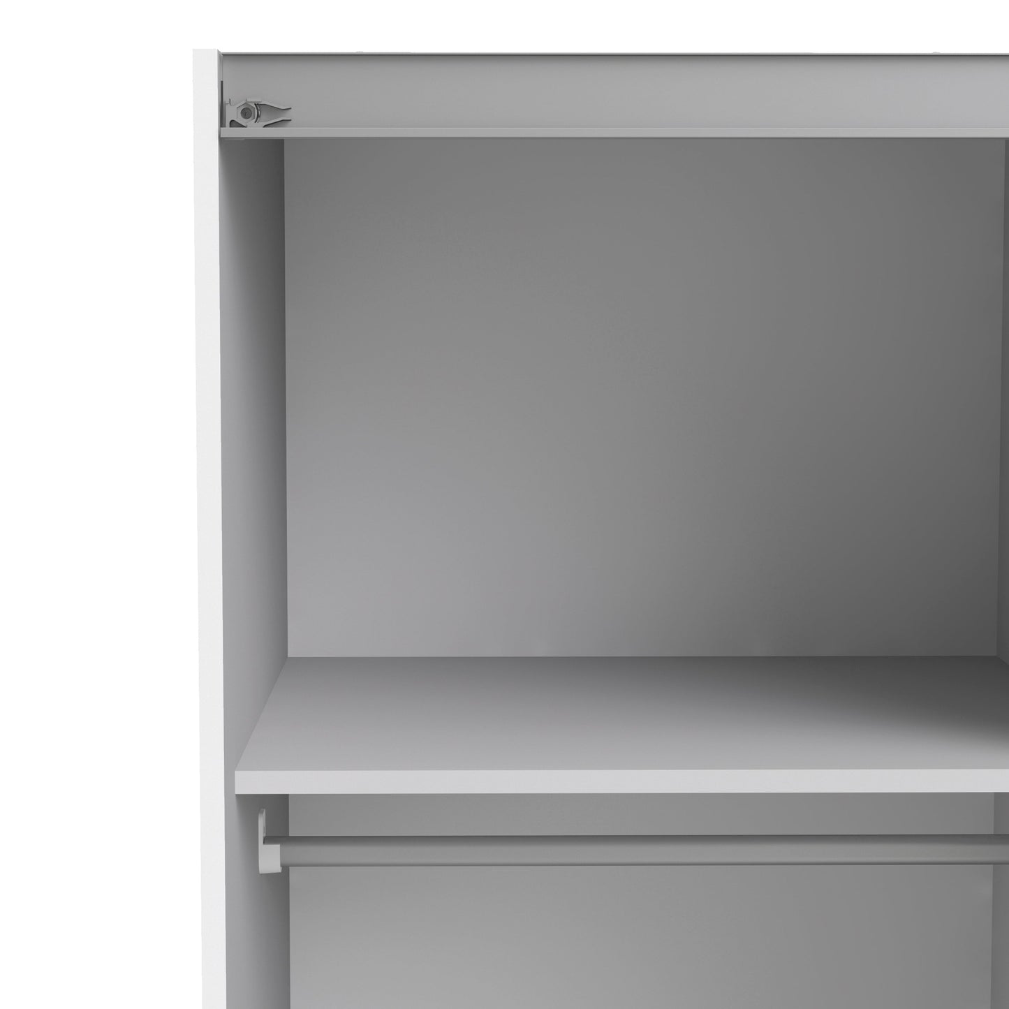 The 'Patsy' Collection. Sliding Wardrobe 120cm in White with White Doors with 5 Shelves