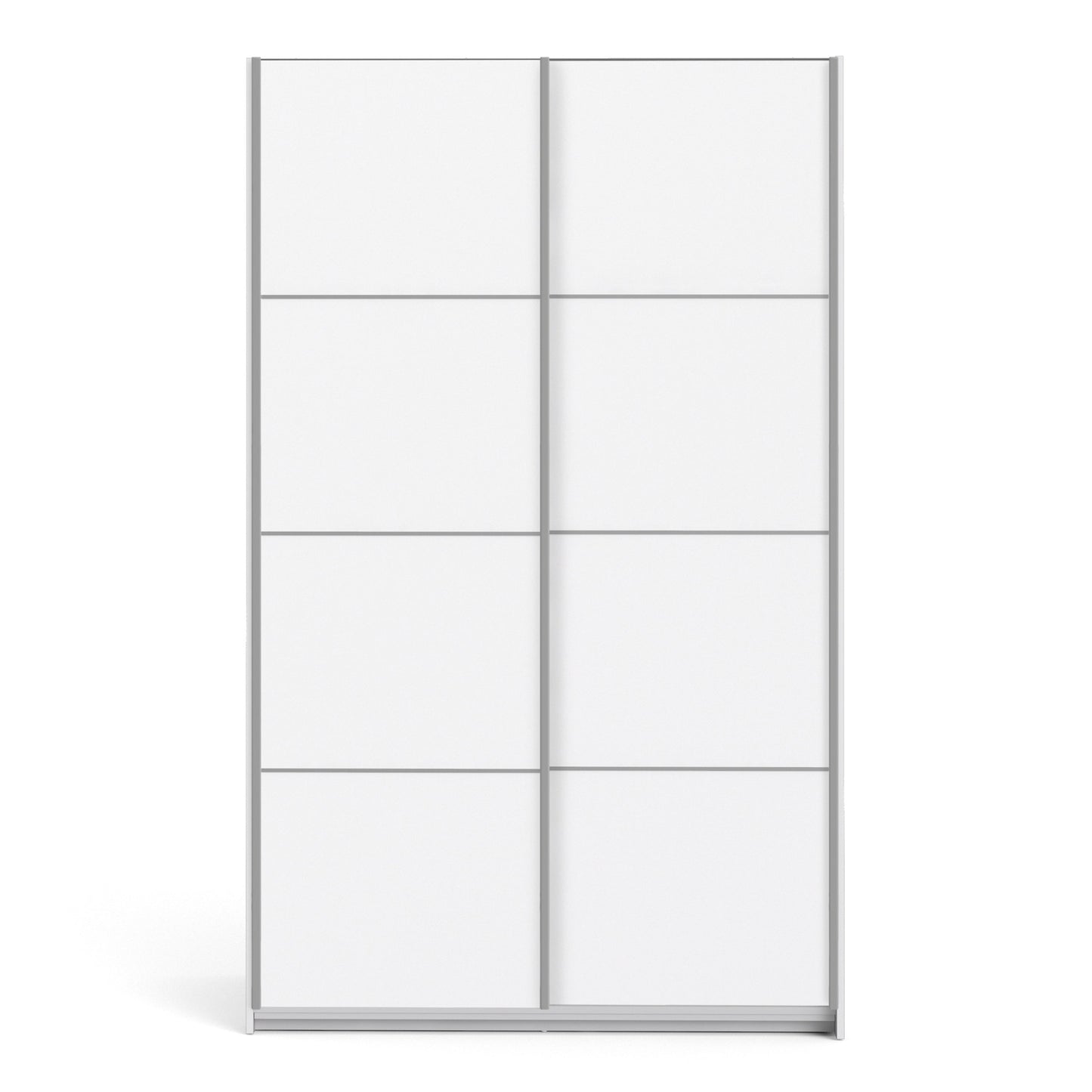 The 'Patsy' Collection. Sliding Wardrobe 120cm in White with White Doors with 5 Shelves