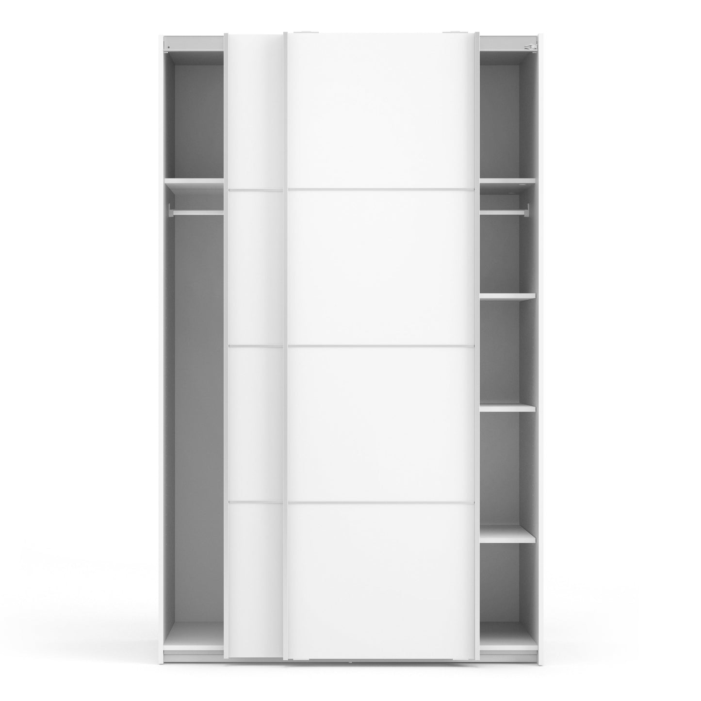 The 'Patsy' Collection. Sliding Wardrobe 120cm in White with White Doors with 5 Shelves