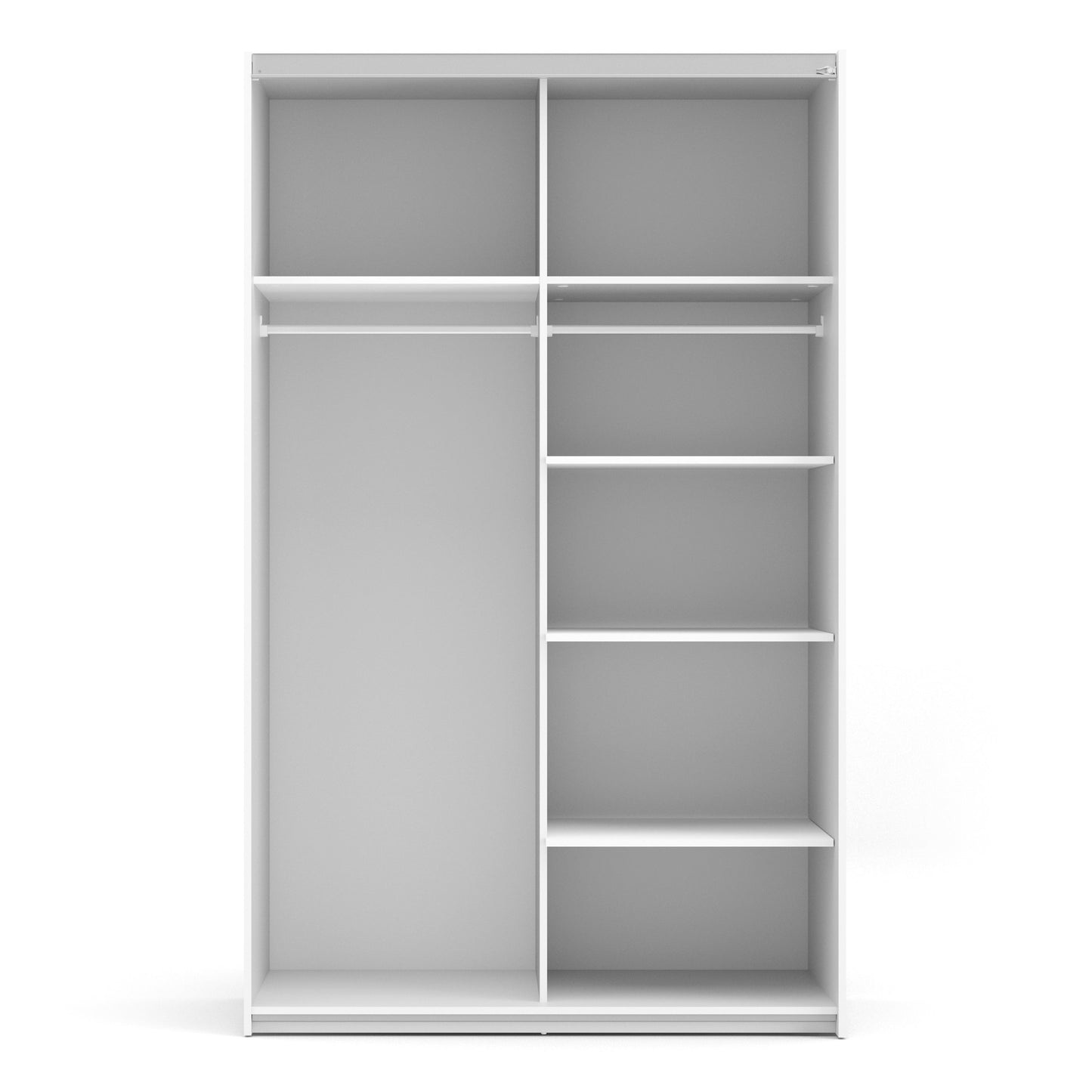 The 'Patsy' Collection. Sliding Wardrobe 120cm in White with White Doors with 5 Shelves