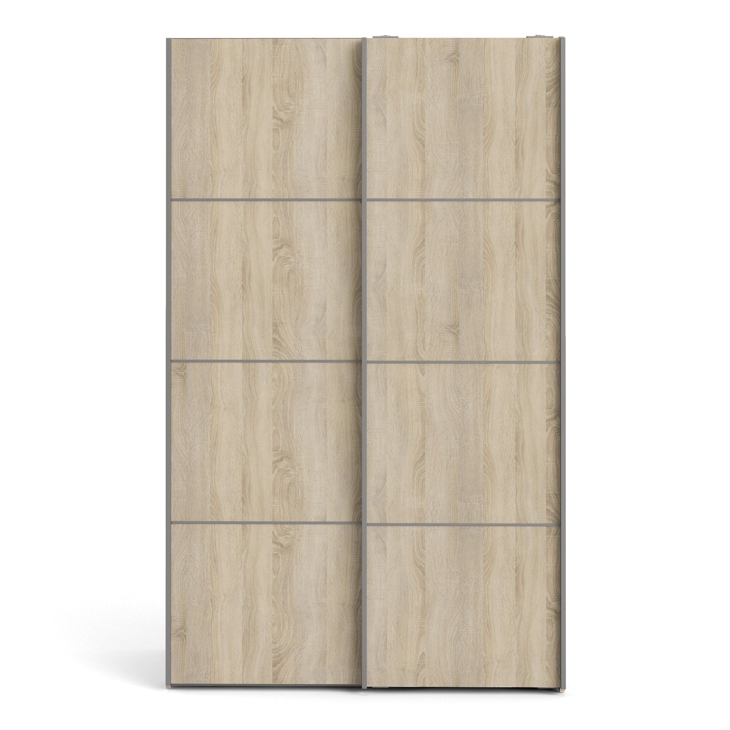 The 'Patsy' Collection. Sliding Wardrobe 120cm in White with Oak Doors with 5 Shelves