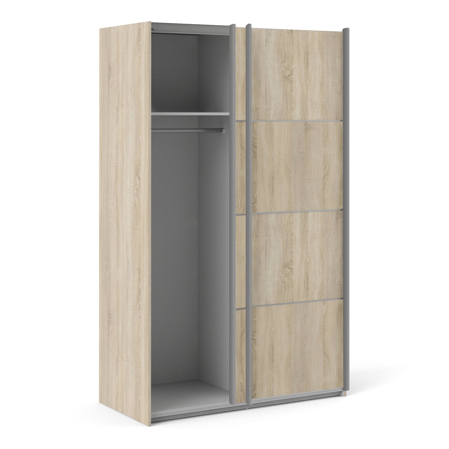 The 'Patsy' Collection. Sliding Wardrobe 120cm in Oak with Oak Doors with 2 Shelves