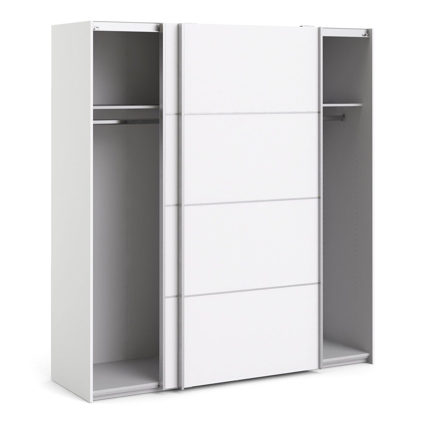 The 'Patsy' Collection. Sliding Wardrobe 180cm in White with White Doors with 2 Shelves