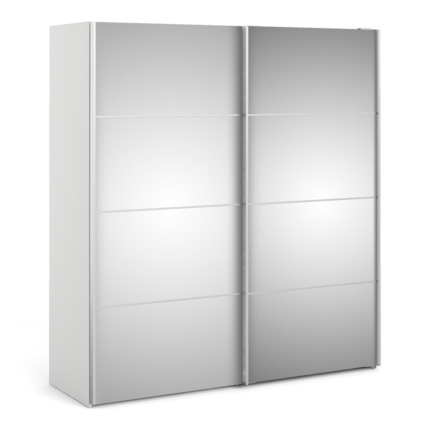The 'Patsy' Collection. Sliding Wardrobe 180cm in White with Mirror Doors with 2 Shelves