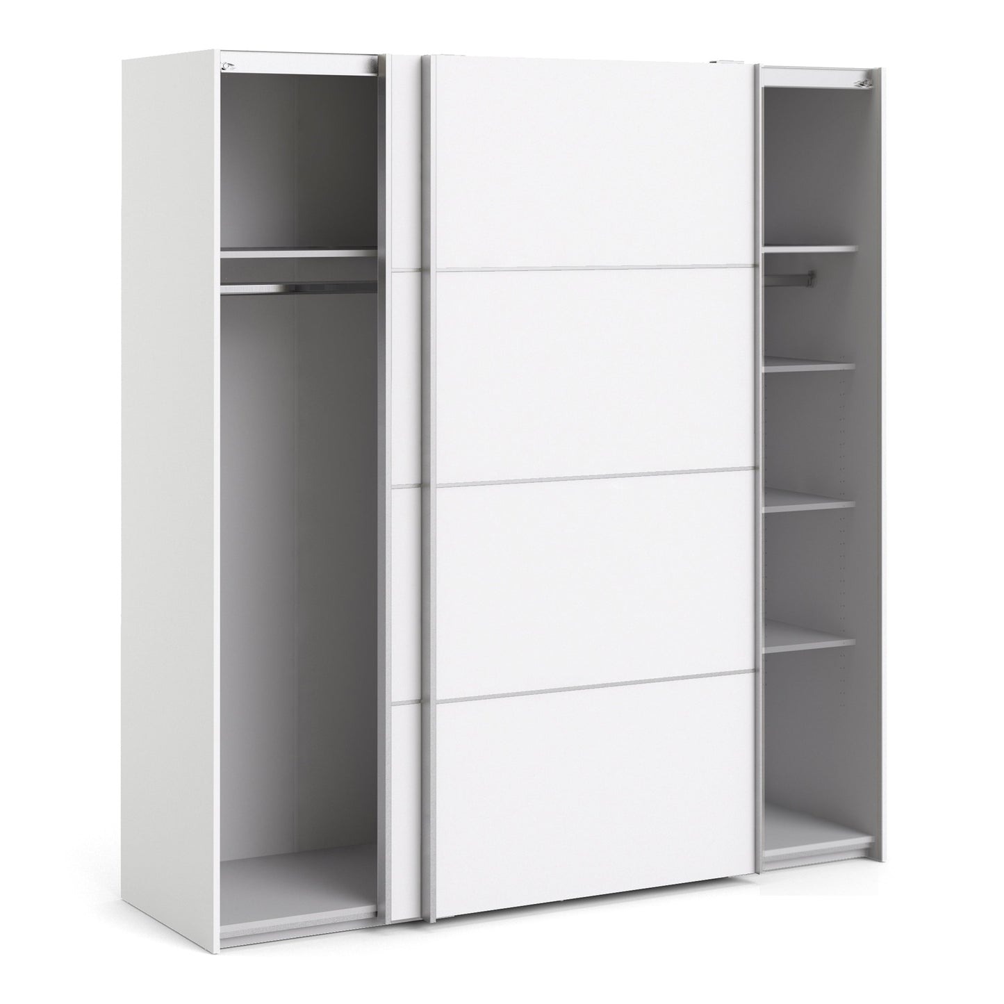 The 'Patsy' Collection. Sliding Wardrobe 180cm in White with White Doors with 5 Shelves