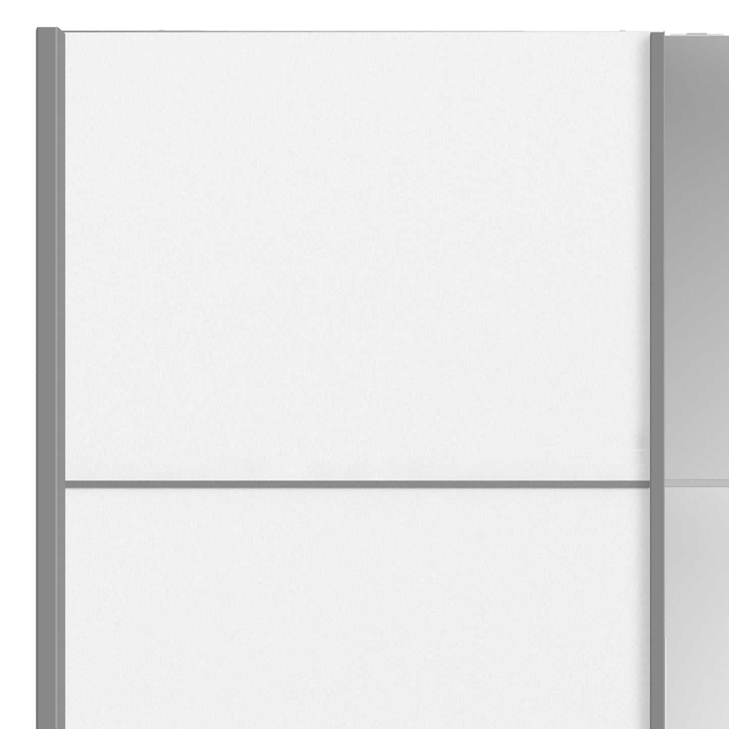 The 'Patsy' Collection. Sliding Wardrobe 180cm in White with White and Mirror Doors with 5 Shelves