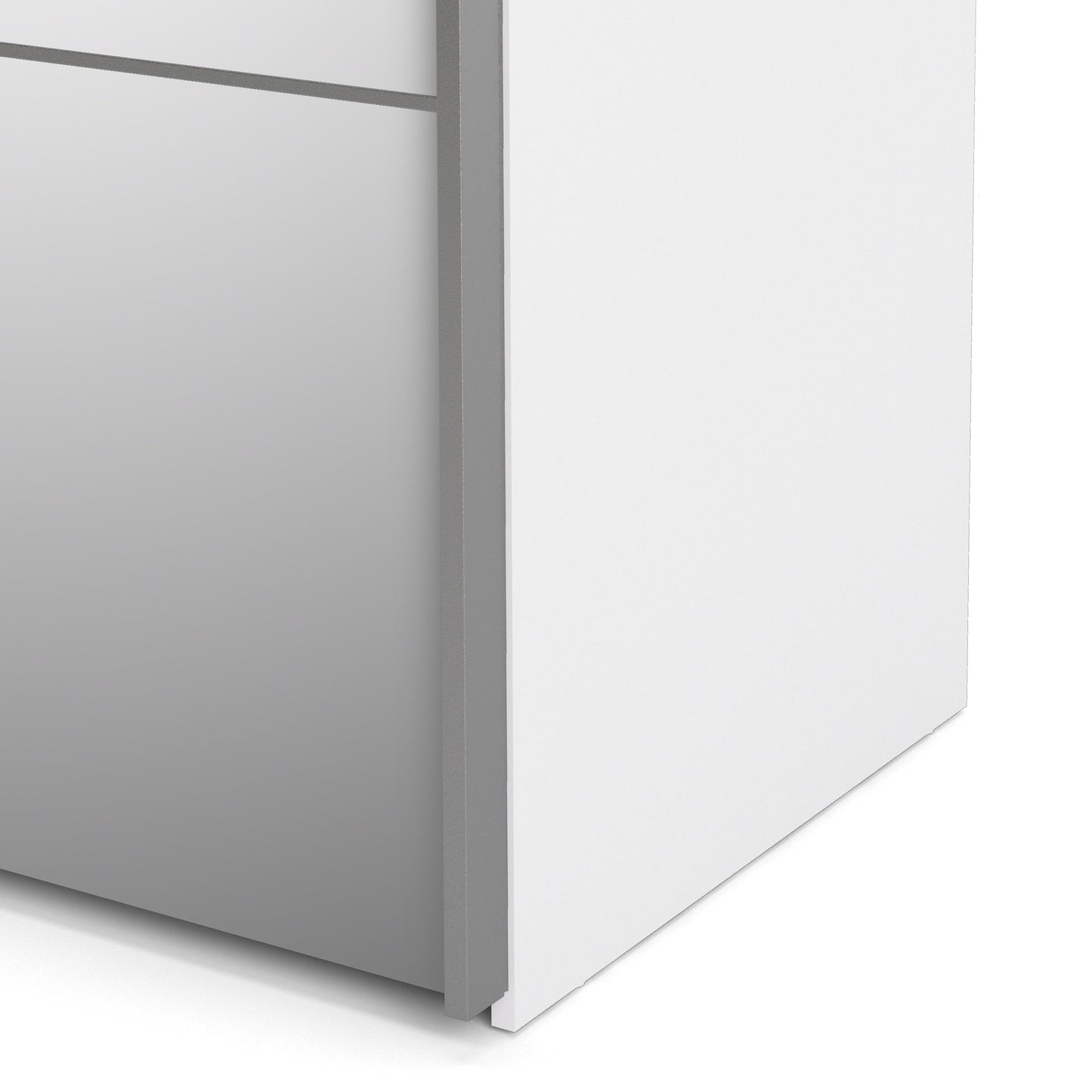 The 'Patsy' Collection. Sliding Wardrobe 180cm in White with White and Mirror Doors with 5 Shelves
