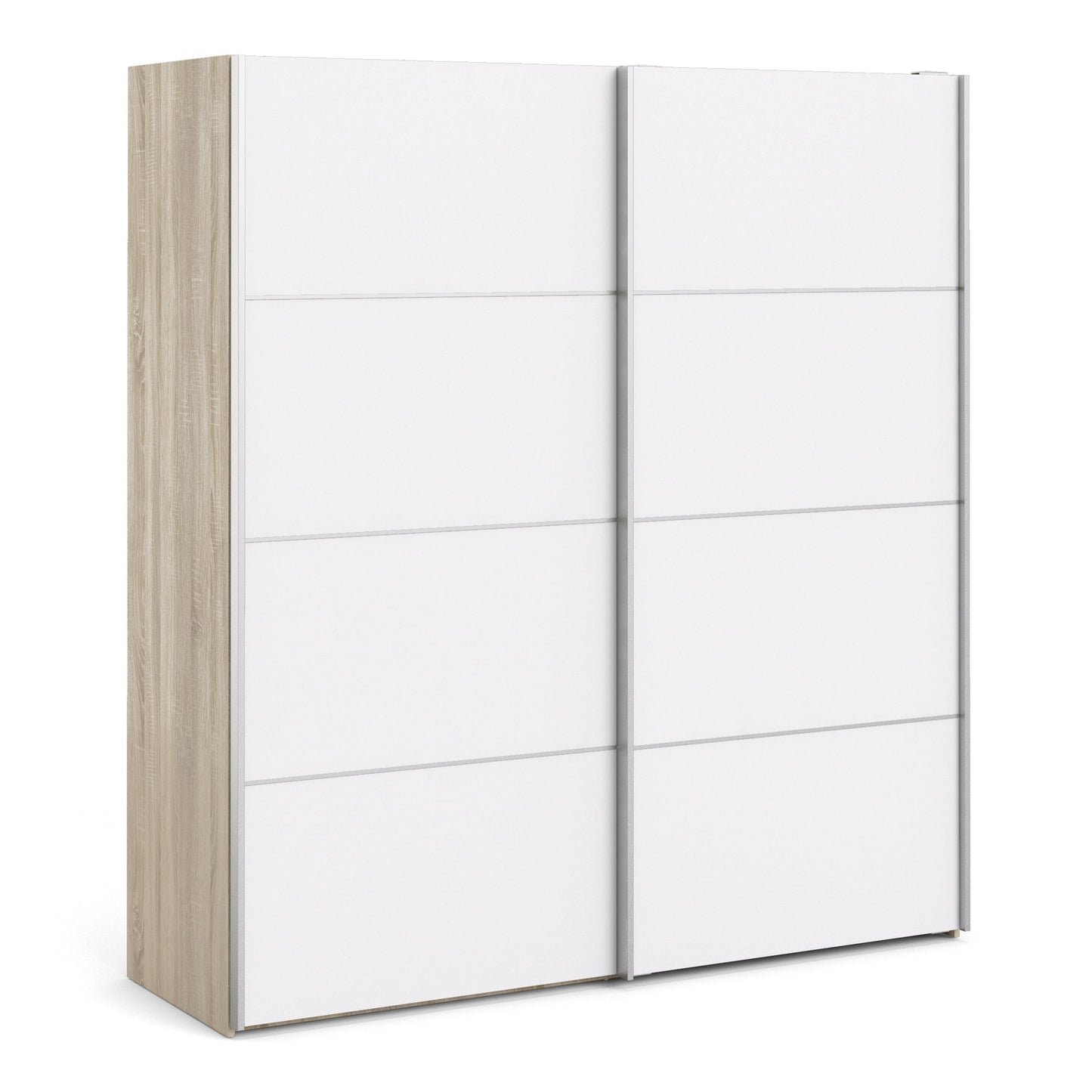 The 'Patsy' Collection. Sliding Wardrobe 180cm in Oak with White Doors with 2 Shelves