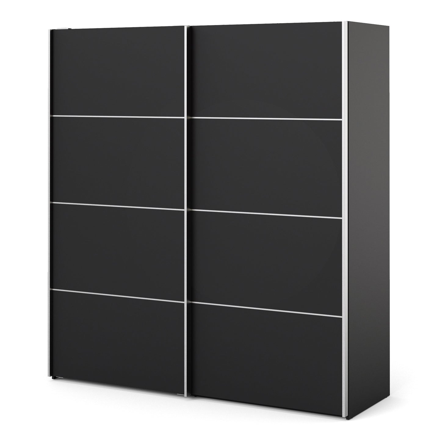 The 'Patsy' Collection. Sliding Wardrobe 180cm in Black Matt with Black Matt Doors with 2 Shelves