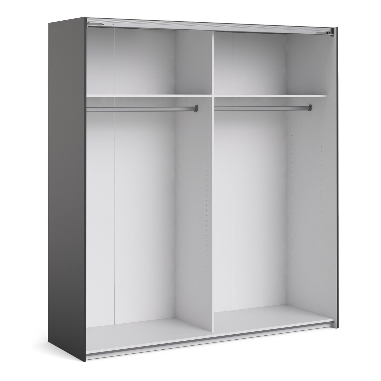 The 'Patsy' Collection. Sliding Wardrobe 180cm in Black Matt with Black Matt Doors with 2 Shelves