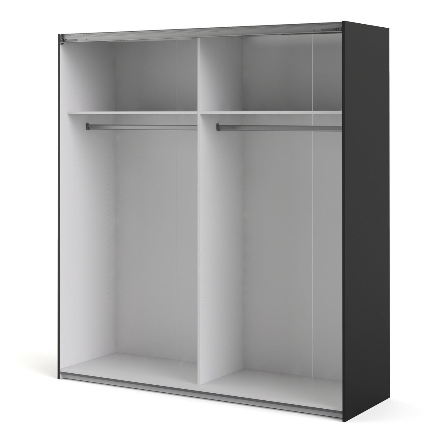 The 'Patsy' Collection. Sliding Wardrobe 180cm in Black Matt with Black Matt Doors with 2 Shelves
