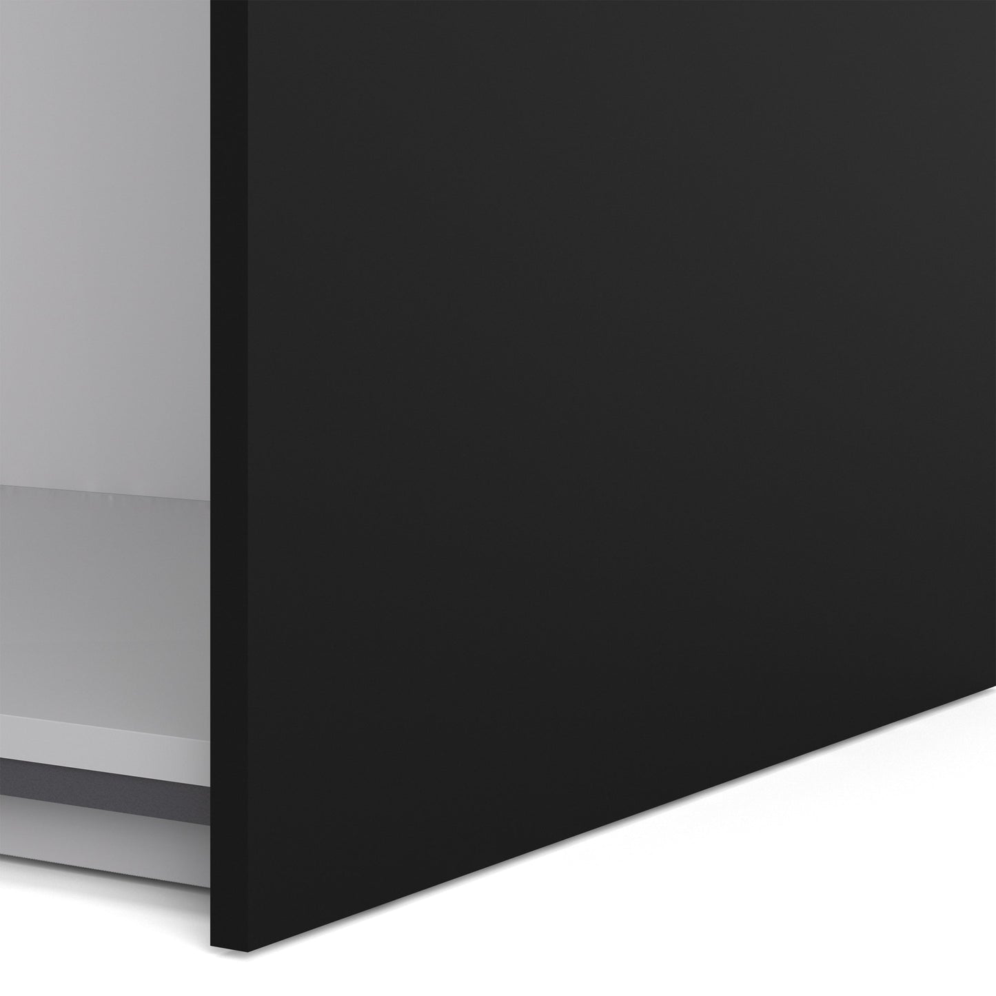 The 'Patsy' Collection. Sliding Wardrobe 180cm in Black Matt with Mirror Doors with 2 Shelves