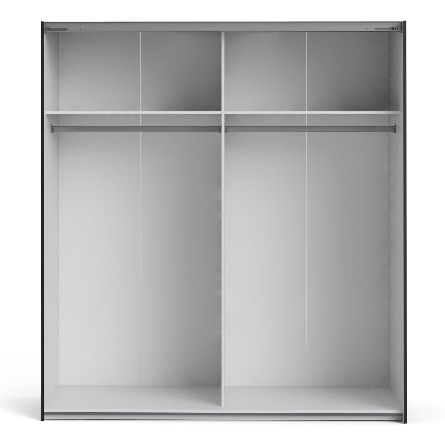 The 'Patsy' Collection. Sliding Wardrobe 180cm in Black Matt with Mirror Doors with 2 Shelves