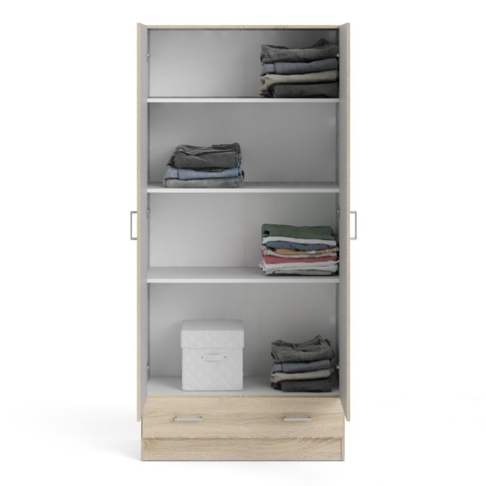 KFP HOME | Colección Everyday - Armario de dos puertas con cajón efecto Haya