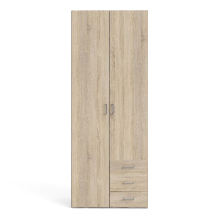 KFP HOME | Everyday Collection - Double door wardrobe with drawer in Beech with drawers