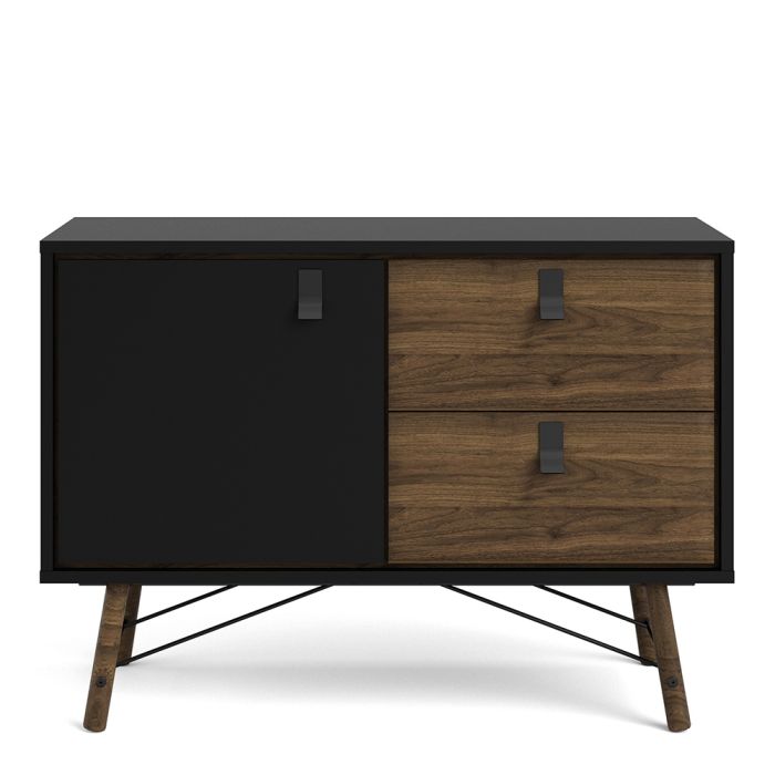 Rye Sideboard with 1 Door 2 Drawers in Matt Black Walnut