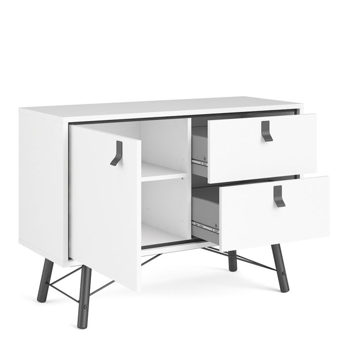 Rye Sideboard with 1 Door 2 Drawers in Matt White