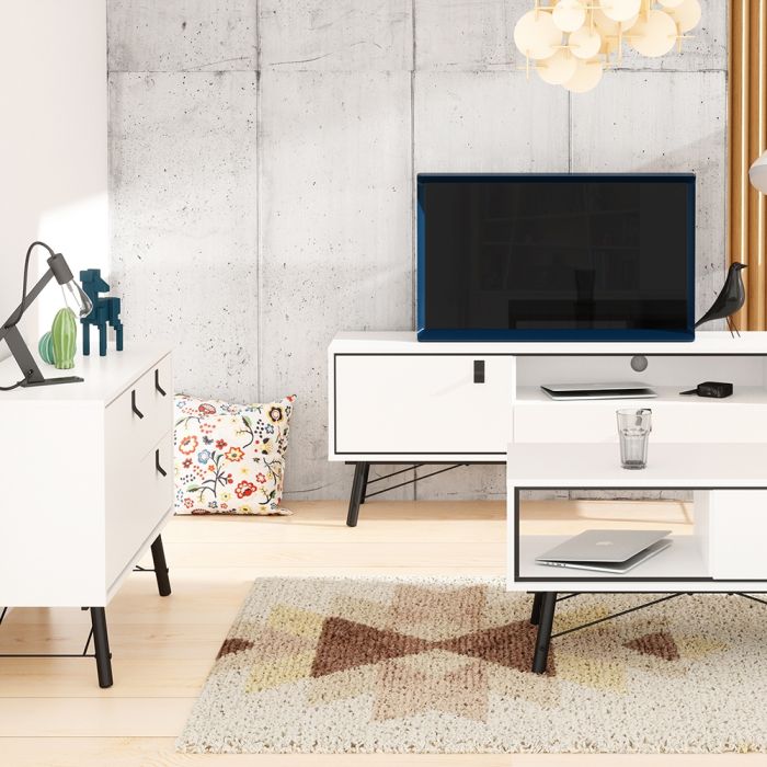 Rye Sideboard with 1 Door 2 Drawers in Matt White