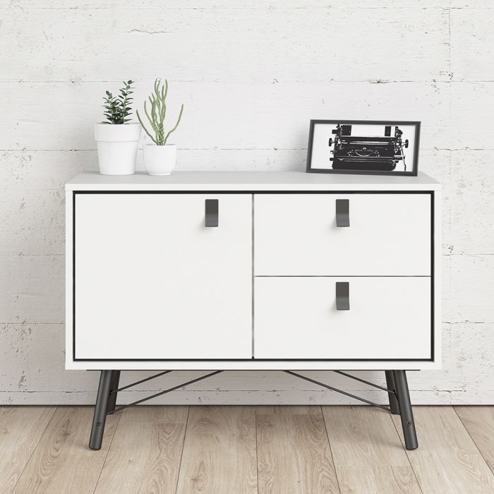 Rye Sideboard with 1 Door 2 Drawers in Matt White