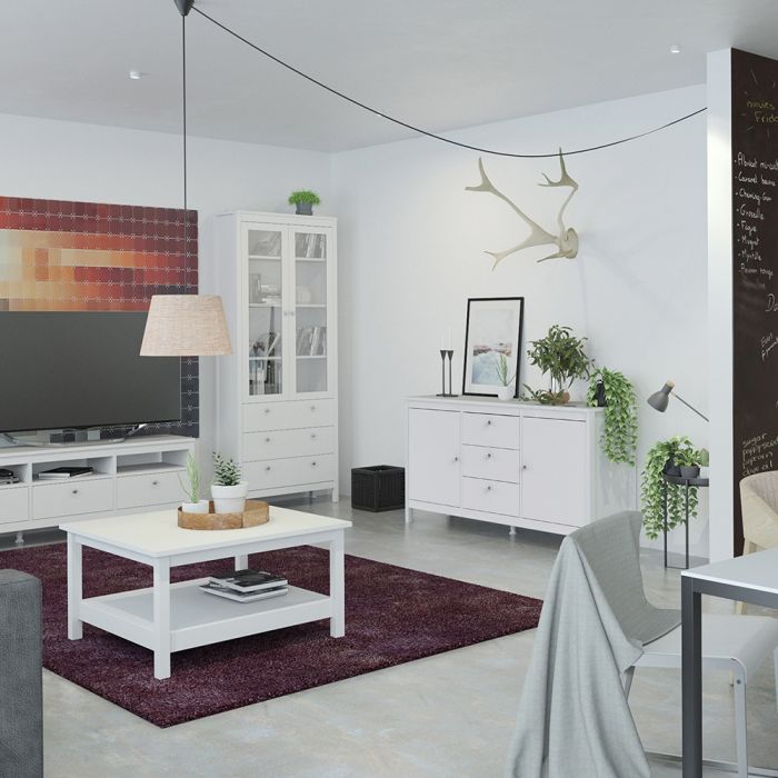 The 'Saffron' Sideboard 2 Doors 3 Drawers in White