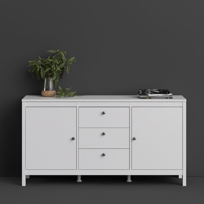 The 'Saffron' Sideboard 2 Doors 3 Drawers in White