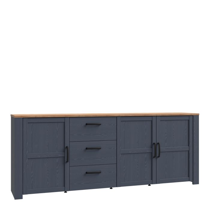 The 'Floyd' 3 Door 3 Drawer Large Sideboard in Oak/Navy