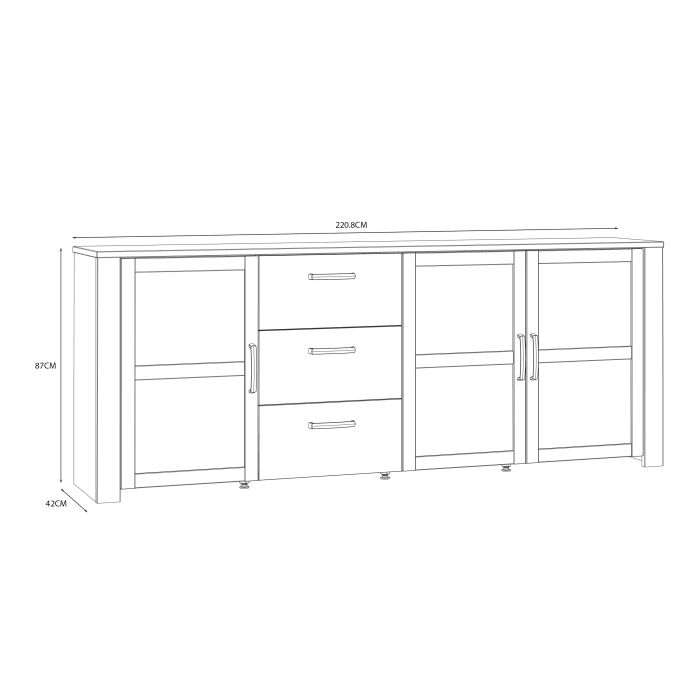 The 'Floyd' 3 Door 3 Drawer Large Sideboard in Oak/Navy