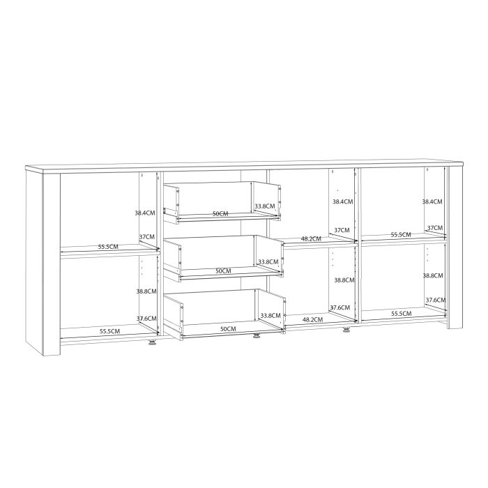 The 'Floyd' 3 Door 3 Drawer Large Sideboard in Oak/Navy