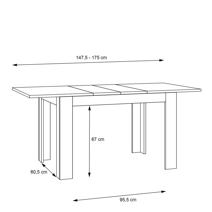 Table à manger extensible 120 cm en chêne Waterford