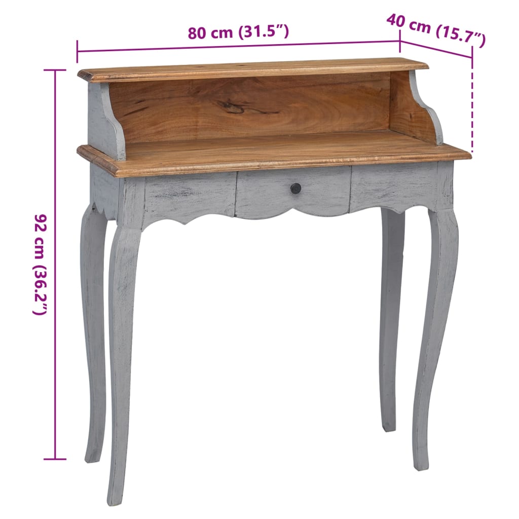 Bureau en bois d'acajou massif 80x40x92 cm