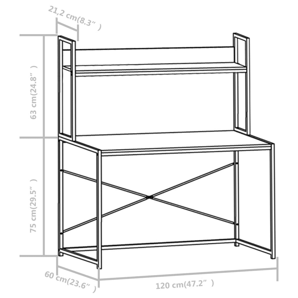 Bureau d'ordinateur Noir 120x60x138 cm