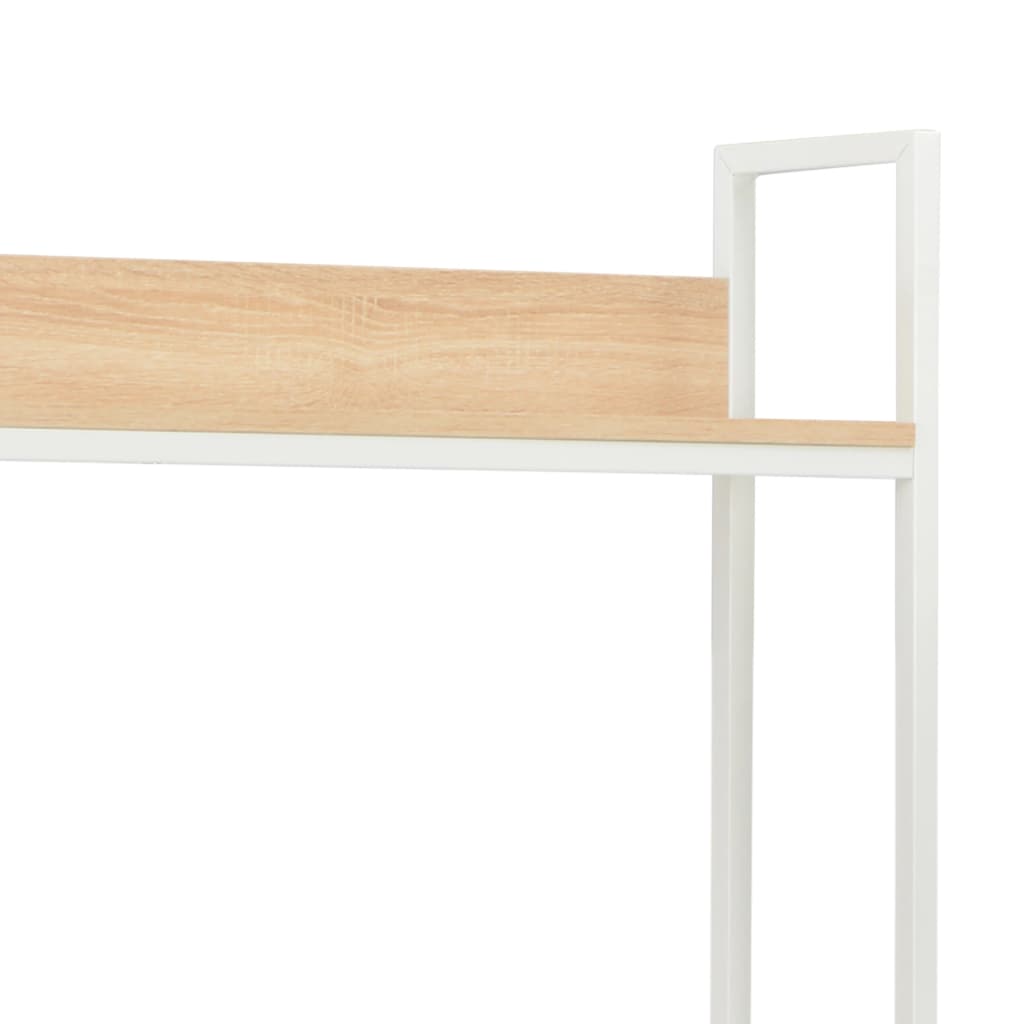 Bureau d'ordinateur blanc et chêne 120x60x138 cm