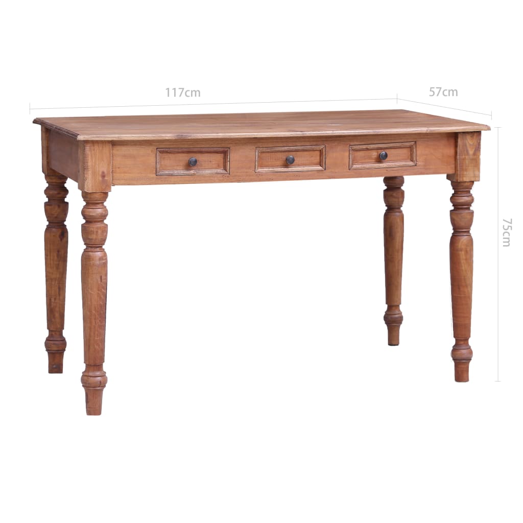 Bureau avec tiroirs 117x57x75 cm Bois d'acajou massif