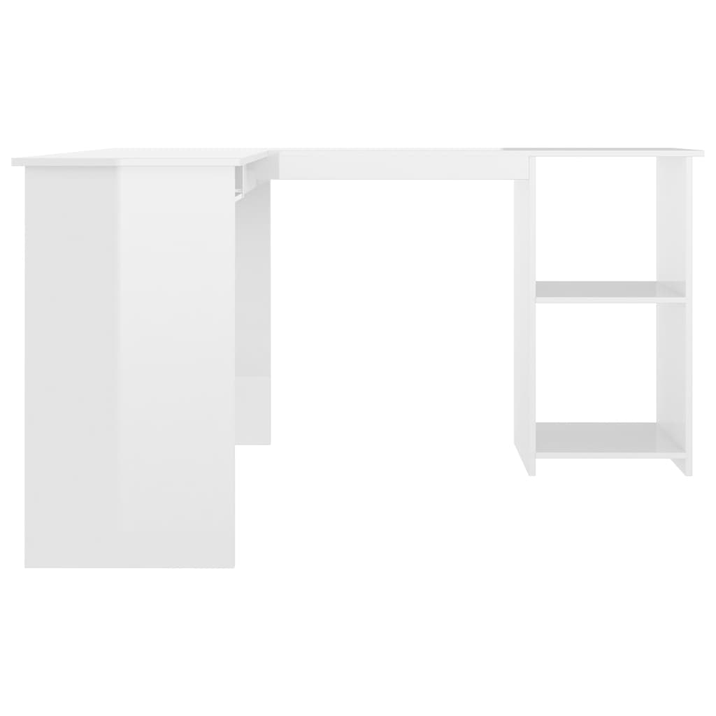 L-Shaped Corner Desk High Gloss White 120x140x75 cm Engineered Wood