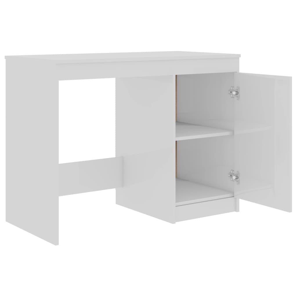 Desk High Gloss White 140x50x76 cm Engineered Wood
