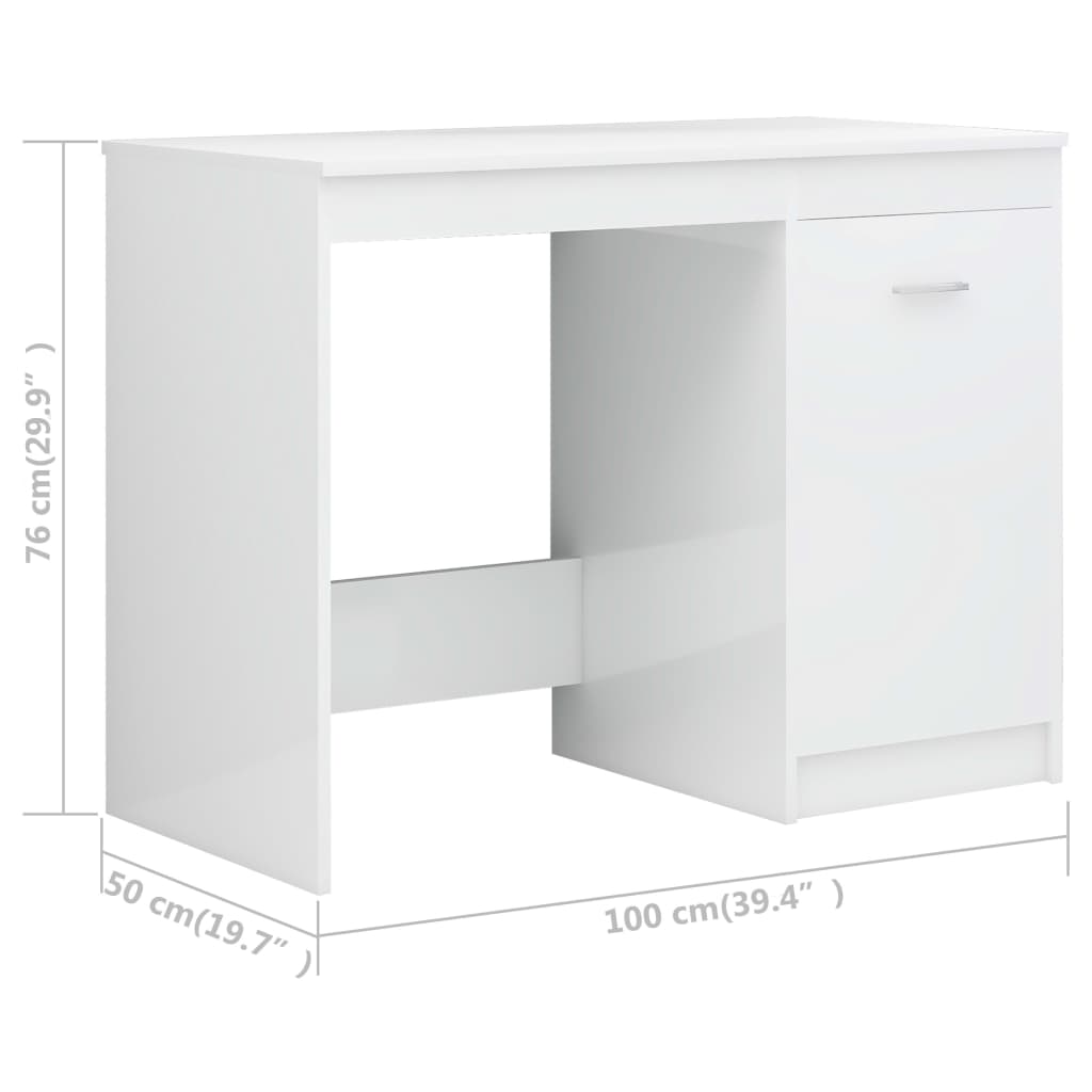 Desk High Gloss White 140x50x76 cm Engineered Wood