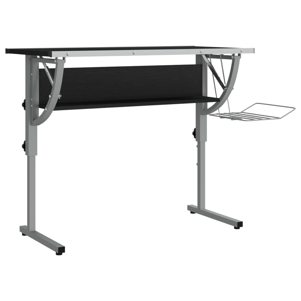 Bureau d'artisanat noir et gris 110x53x(58-87) cm Bois d'ingénierie et acier