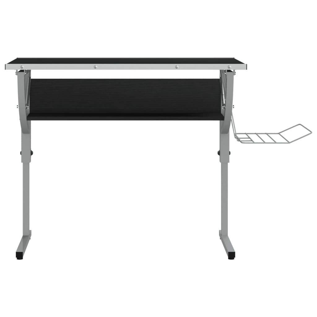 Bureau d'artisanat noir et gris 110x53x(58-87) cm Bois d'ingénierie et acier