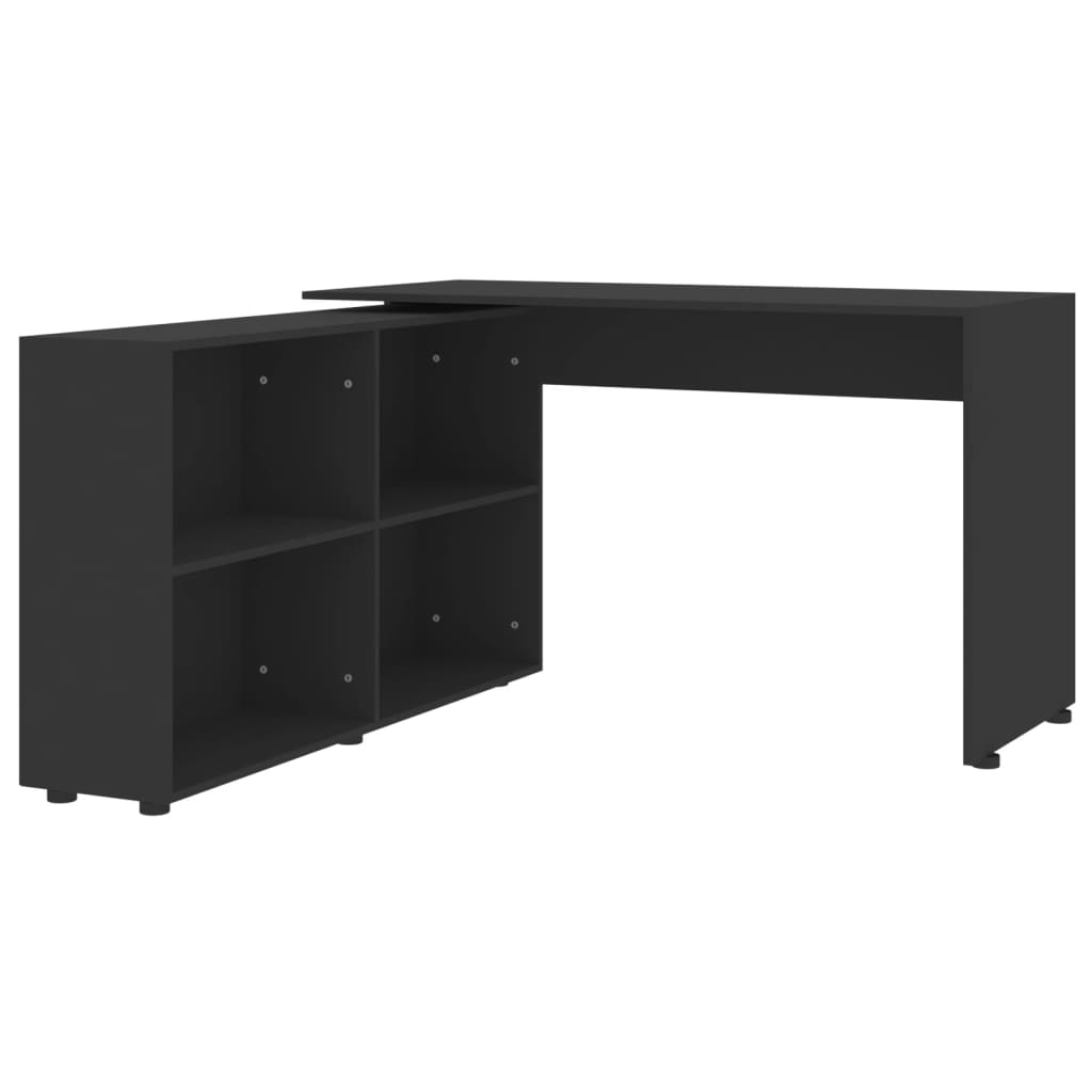 Bureau d'angle en bois composite noir